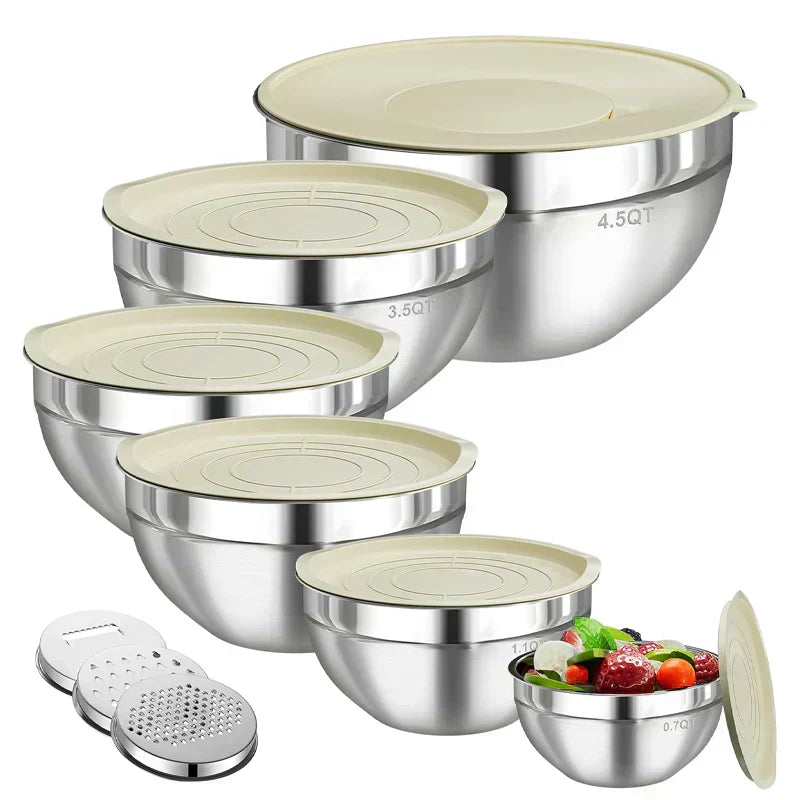 Schüssel Set 6-teilig mit Deckeln und Reibeaufsätzen