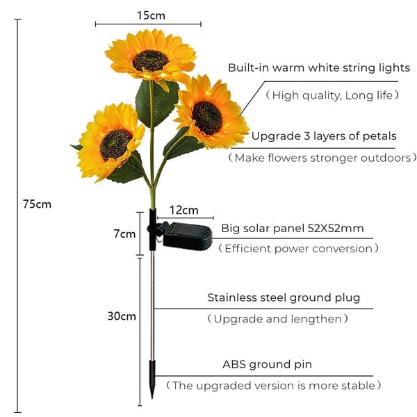 Solar Gartenleuchten Sonnenblumen Warmweiß Außenbeleuchtung Wetterfest product image 21