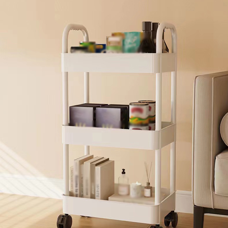 Mobile organiser trolley with 360° castors and multiple tiers