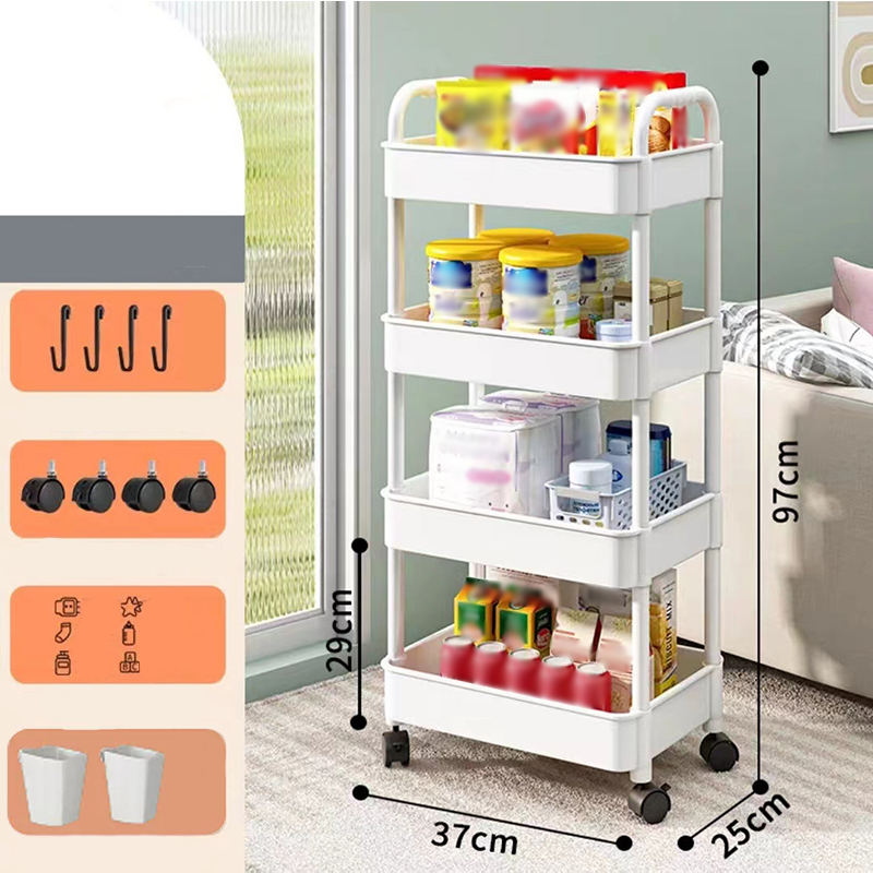Mobile organiser trolley with 360° castors and multiple tiers