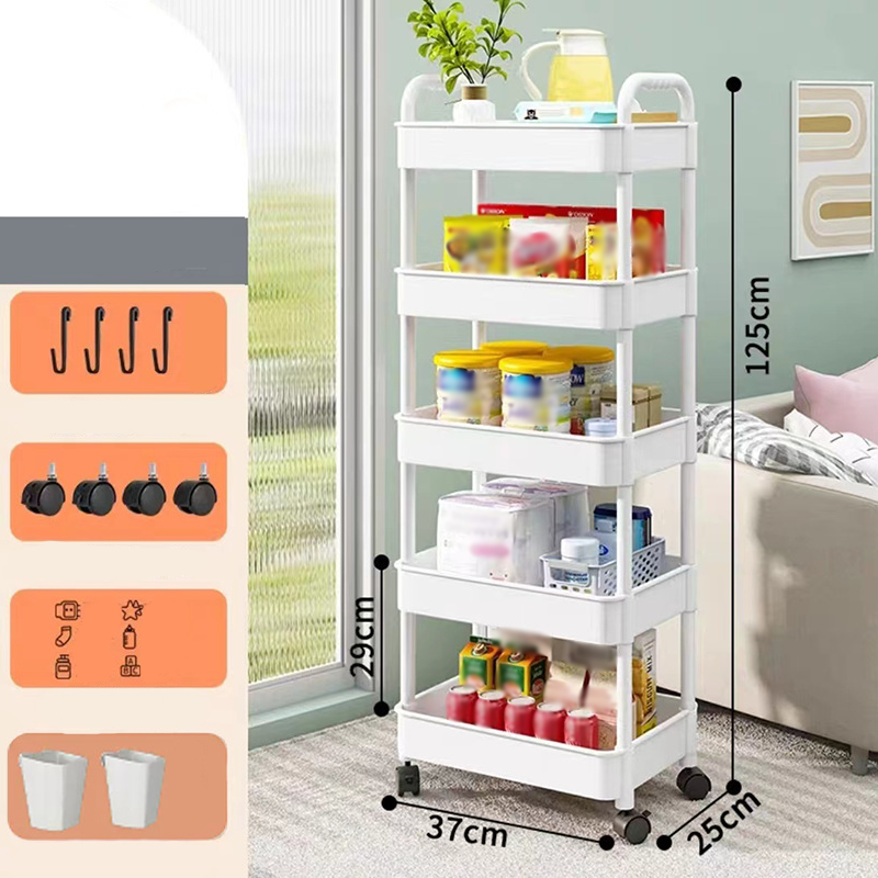 Mobile organiser trolley with 360° castors and multiple tiers