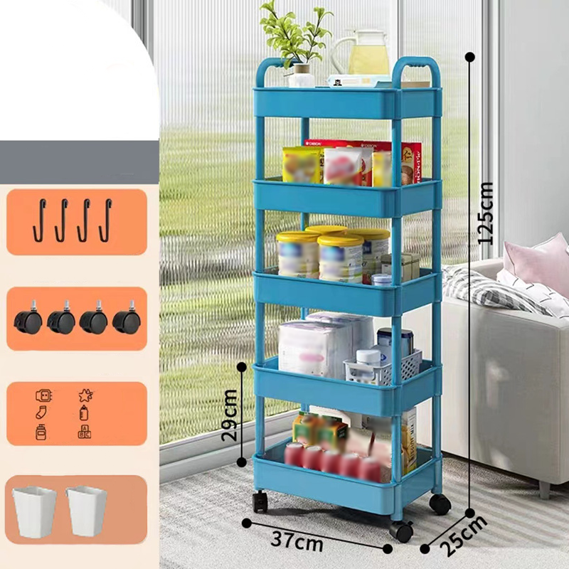 Mobile organiser trolley with 360° castors and multiple tiers