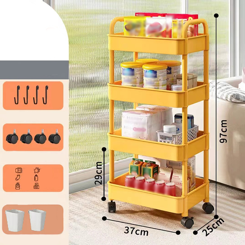 Mobile organiser trolley with 360° castors and multiple tiers