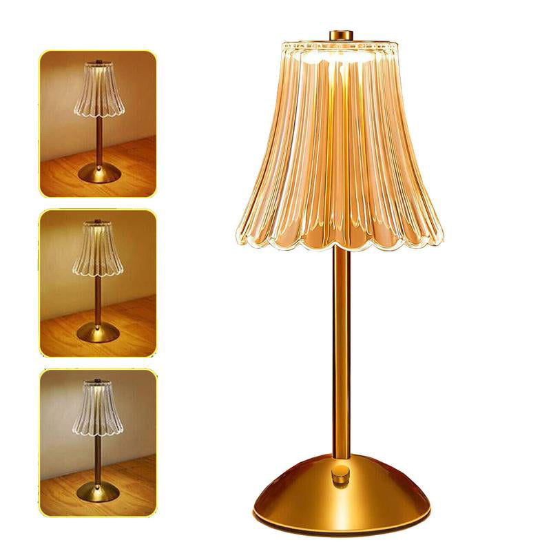 Wireless table lamp with touch dimmer and rechargeable battery in a retro design