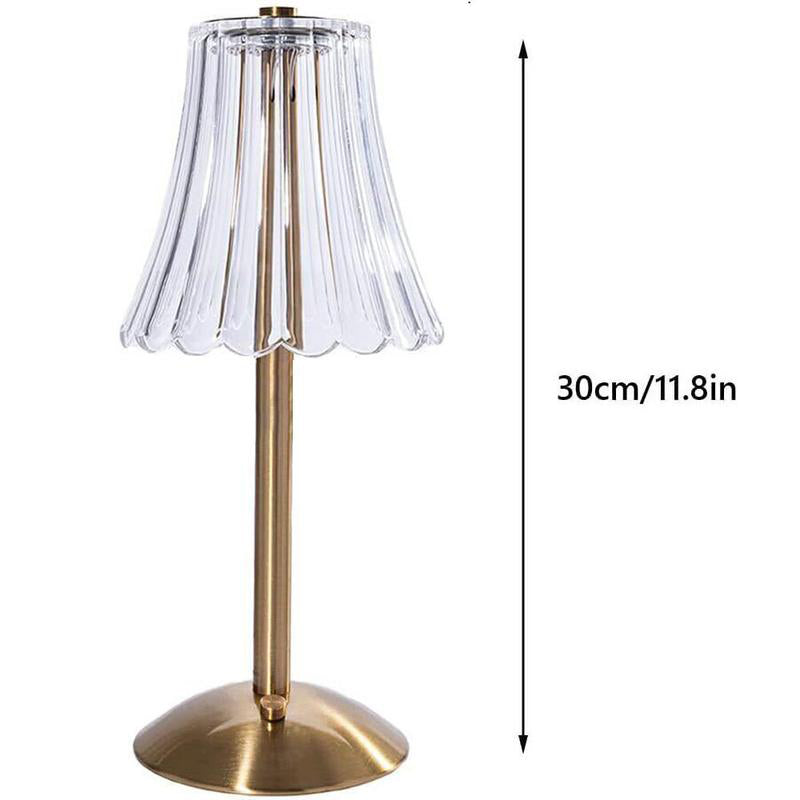 Wireless table lamp with touch dimmer and rechargeable battery in a retro design