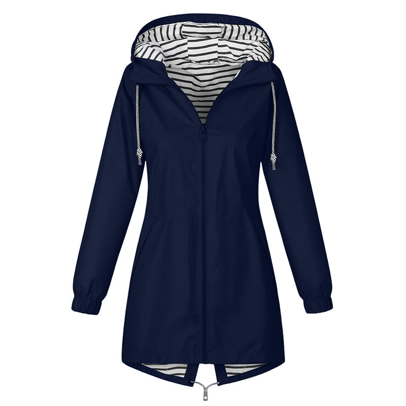 Women's outdoor jacket with hood - waterproof and windproof