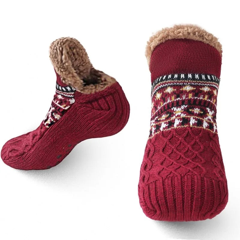 Warme Hausschuhe Socken mit Antirutsch-Sohle für sicheren Halt