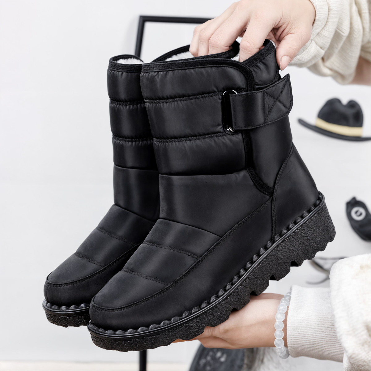 Damen Winterstiefel Wasserdicht mit Warmfutter und Antirutschsohle