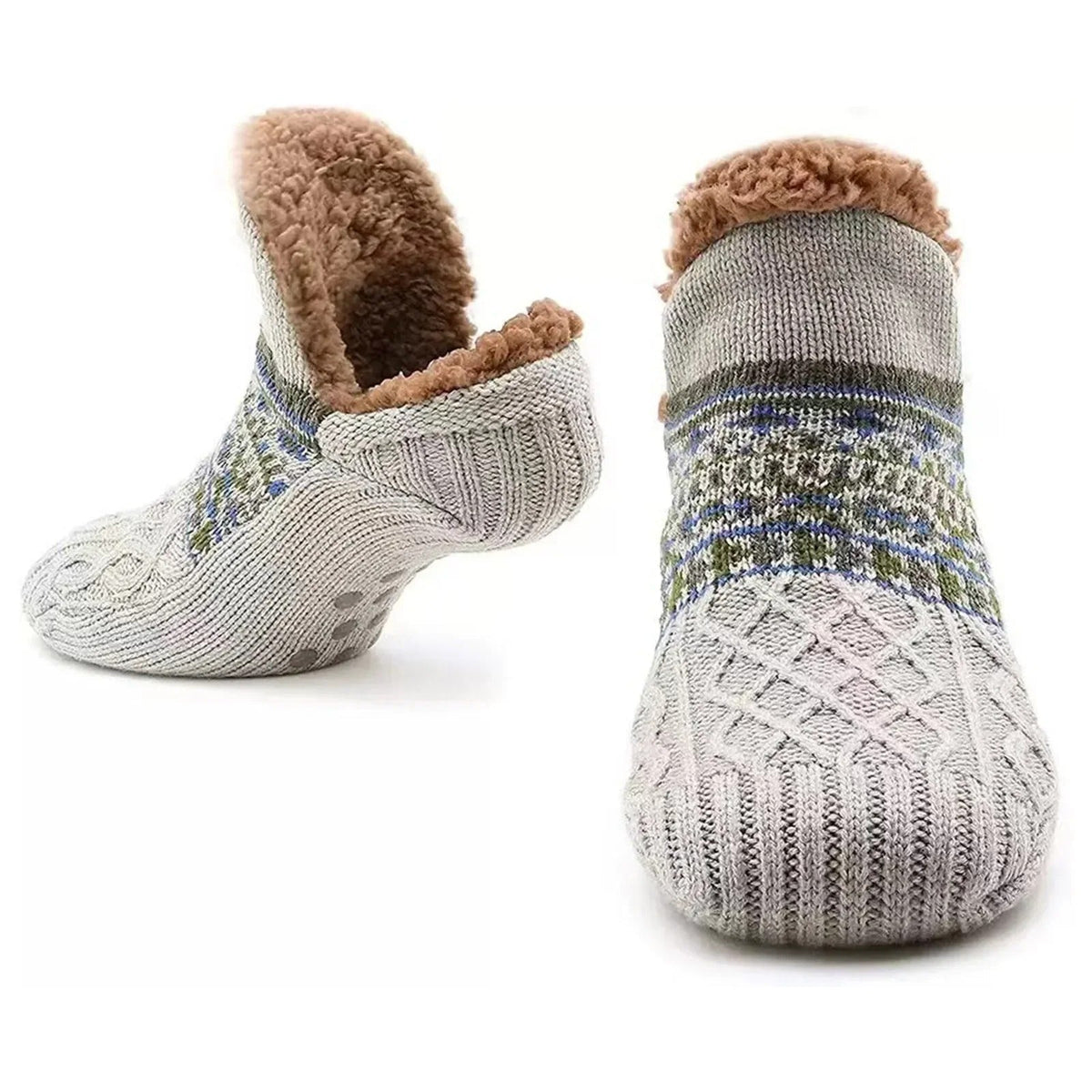 Warme Hausschuhe Socken mit Antirutsch-Sohle für sicheren Halt