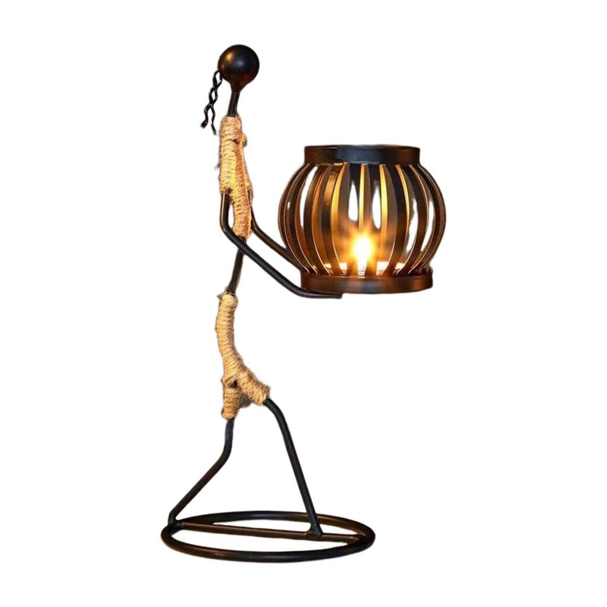 Kerzenhalter mit Metallfigur im Vintage-Stil – dekorative Laterne für Zuhause