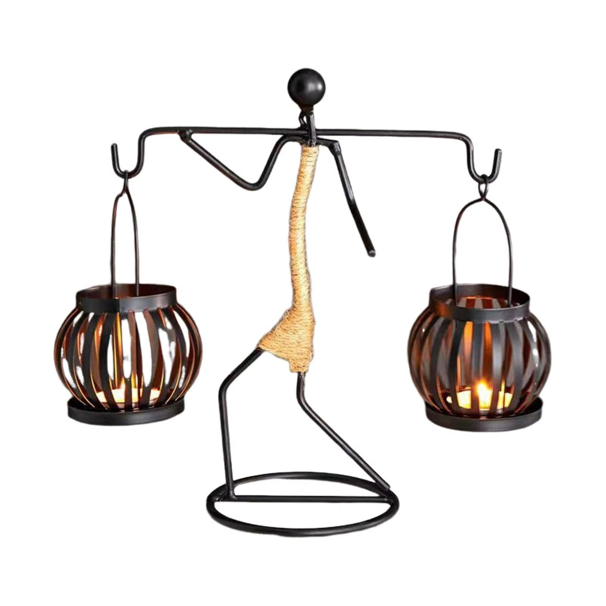 Kerzenhalter mit Metallfigur im Vintage-Stil – dekorative Laterne für Zuhause