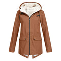 Women's winter jacket with hood and Sherpa lining - water-repellent