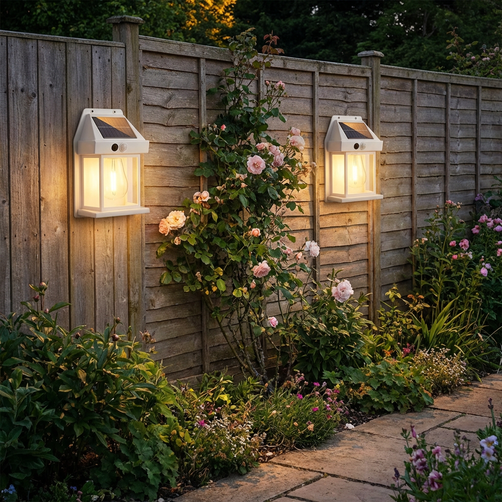 Solar LED-Wandleuchte mit Bewegungssensor für Garten und Zaun