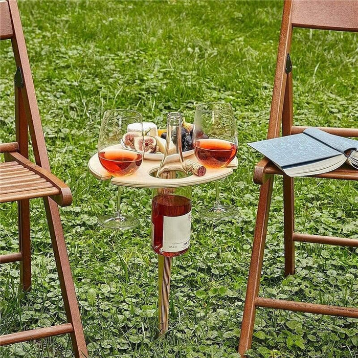 Faltbarer Weintisch aus Holz – Tragbar für Picknick und Outdoor