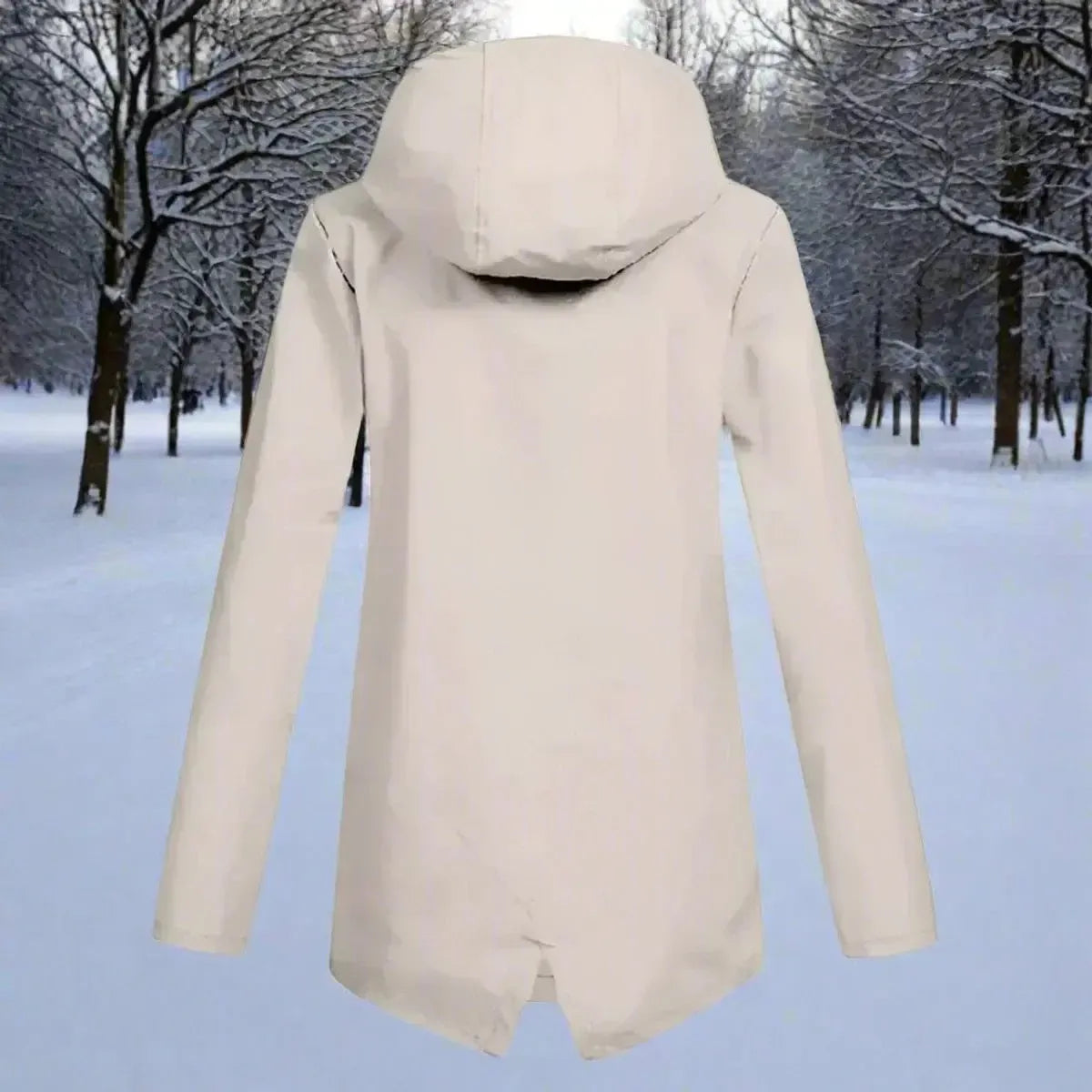 Women's waterproof rain jacket with hood - Longline zipper