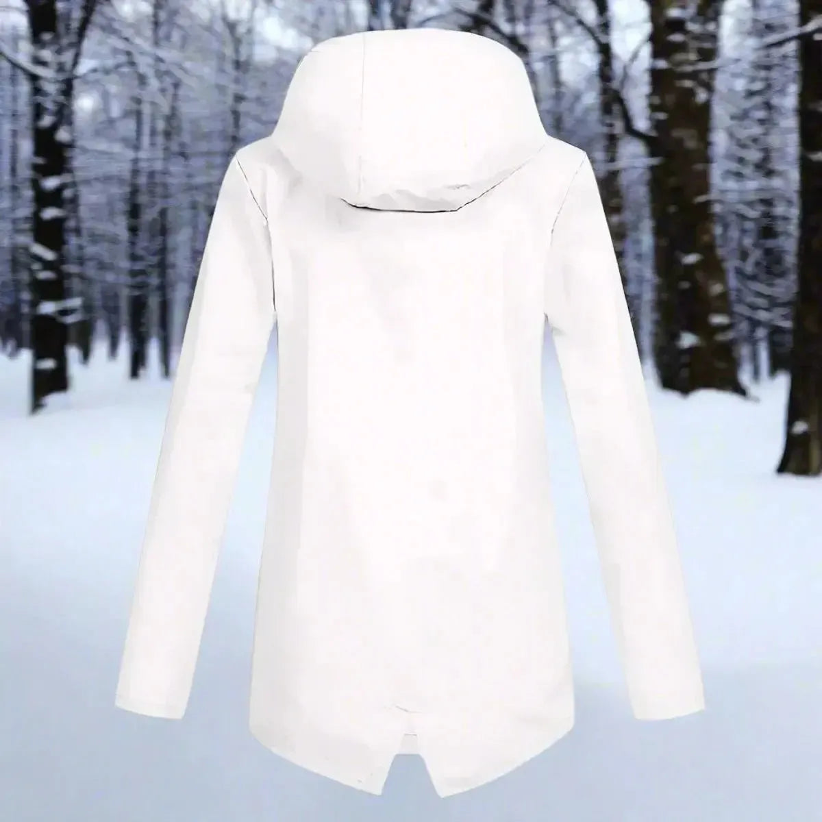 Women's waterproof rain jacket with hood - Longline zipper