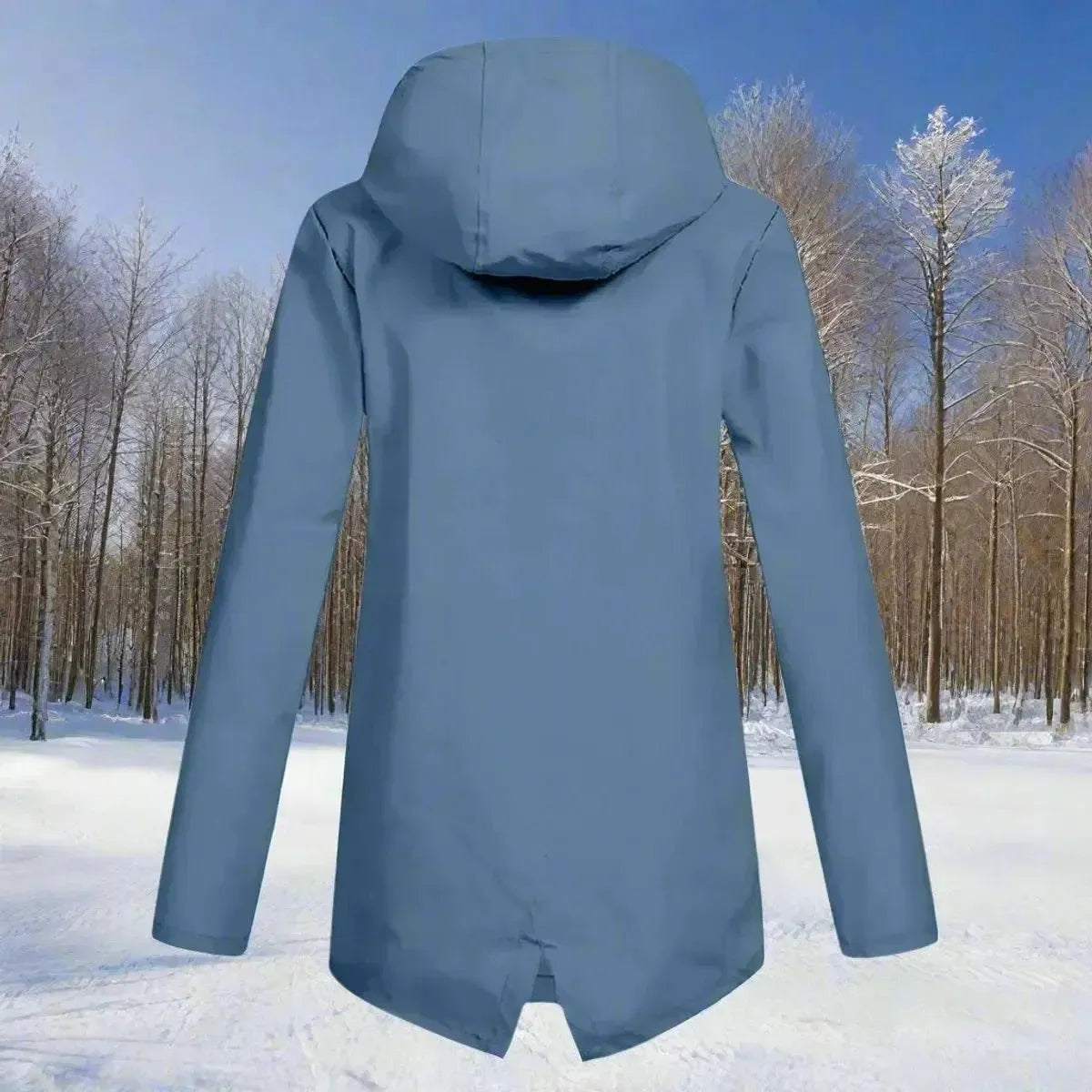 Women's waterproof rain jacket with hood - Longline zipper