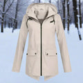 Women's waterproof rain jacket with hood - Longline zipper
