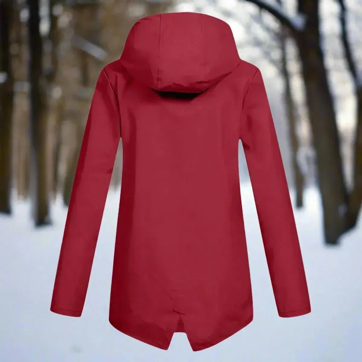 Women's waterproof rain jacket with hood - Longline zipper
